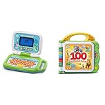 VTech LeapFrog 2 in 1 LeapTop Touch Laptop, Green, Learning Tablet for Kids with 10 Modes of Play & LeapFrog 100 Animals Book, Baby Book with Sounds and Colours for Sensory Play, Educational Toy