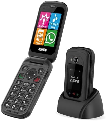 SAIET LINK 4 PRO Telefono Flip Nero, IP68 Impermeabile