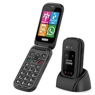 SAIET LINK 4 PRO Telefono Flip Nero, IP68 Impermeabile con Doppio Display, Audio Potenziato e Tasti Grandi - Cellulare con Whatsapp con Batteria a Lunga Durata, Antiurto e Antipolvere