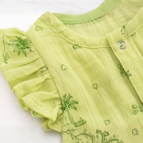 Image of Lilimi Toddler Baby Girl Cotton Muslin Dress, Breathable Flutter Sleeve Button-Front Cute Frocks