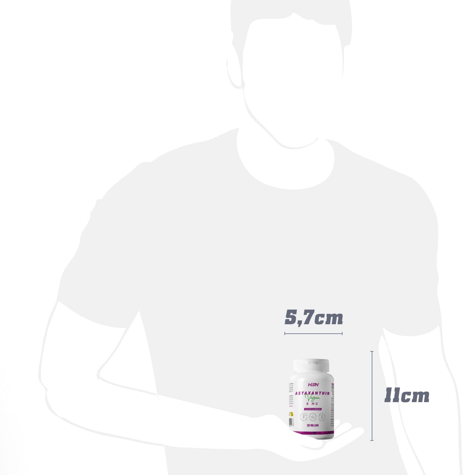 HSN Astaxantina Natural 8mg Haematococcus Pluvialis | 120 Cápsulas Veganas | Microencapsulada Estabilidad Máxima | Vitamina A y E - Cuidado Vista Piel Antiox | Carotenoide Vegetal Sin Gluten