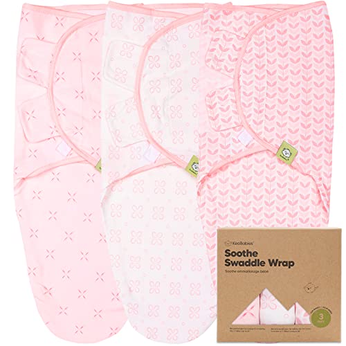Image of 3-Pack Organic Baby Swaddle Sleep Sacks - Newborn Swaddle Sack - Ergonomic Baby Swaddles 0-3 Months - Baby Sleep Sack - Baby Swaddle Blanket Wrap - Baby Swaddle Sack - Baby Swaddle Wrap (Blossom)