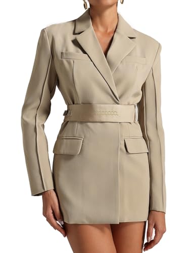 BELLA BARNETT Elegant Blazer Dress for Women V-Neck Mini Wrap Dress Long Sleeve Dress for Women Business Dress