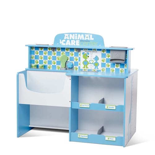 Image of Melissa & Doug Animal Care Veterinarian and Groomer Wooden Activity Center for Plush Stuffed Pets (Not Included)