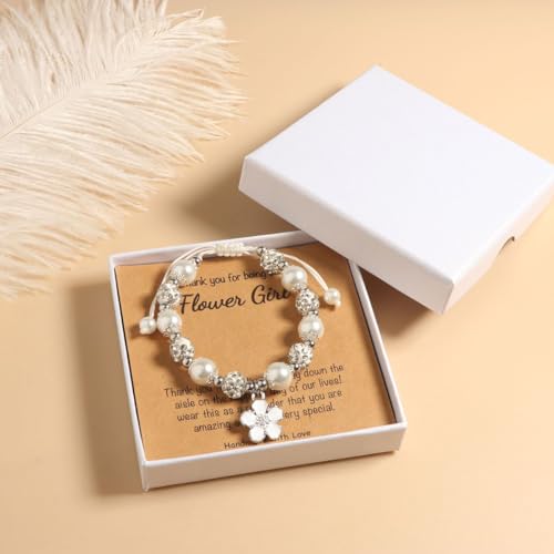 Flower Girl Proposal Gifts,Flower Girl Bracelet for Girls,Bridesmaid Maid Of Honor Proposal Gifts,Dainty Pearl Bracelet on Wedding Bridal Shower Party -Style 5 by SKIRIFLA - Image 7