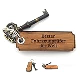 Mr. & Mrs. Panda Schlüsselanhänger Fahrzeugprüfer - Geschenk, Gravur, Schlüsselanhänger aus Holz, Ausbildung, Taschenanhänger, Schenken,