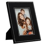 Neil Enterprises Inc. 4' x 6' Black Faux Leather Picture Frame with White Stitching
