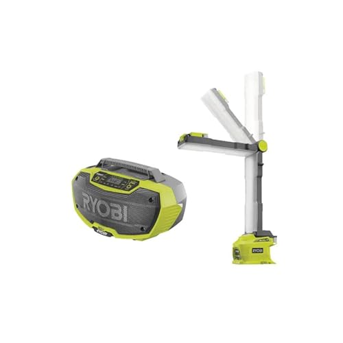 Pack RYOBI Radio d'atelier stéréo 18V One+ R18RH-0 - Lampe led modulable 18V One+ 850 Lumens R18ALF-0