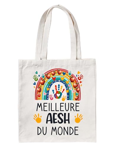 Groovy crea Cadeau pour aesh - meilleure aesh du monde - cadeau aesh d'école fin d'année - aesh qui déchire - cadeau avs aesh noël - tote bag original pour aesh