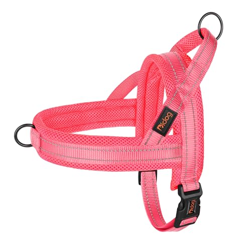 Image of Didog No Pull Dog Harness for Medium Dogs, Breathable Mesh Padded, Pink, M | Quick Fit, Easy On and Off, Lightweight, Reflective Vest Harness for Night Safty, Easy for Walking and Training, Chest 21-26 inch