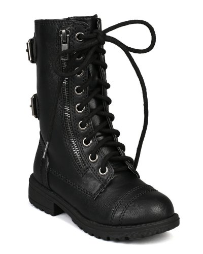 Soda Girls Kids Dome-2S Lace Up Military Combat Boots