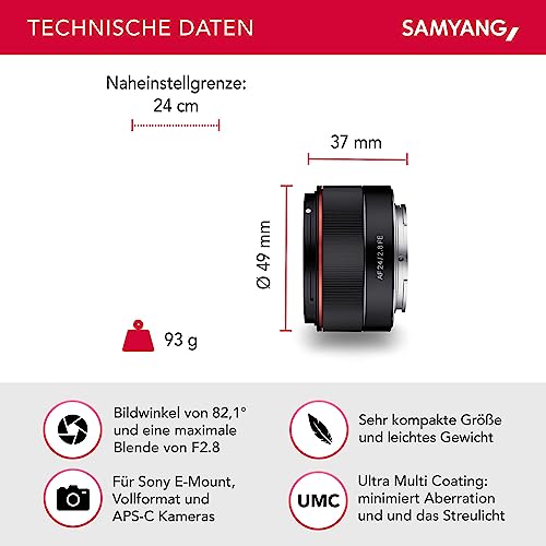 Samyang AF 24 mm F2.8 FE Weitwinkelobjektiv für Sony E-Mount
