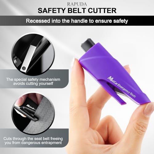 RAPUDA Window Breaker Seatbelt Cutter,3-in-1 Mini Glass Breaker, 3 Pack Car Escape Tool for Land and Underwater,Keychain Car Emergency Tool(Pink/Purple/Sky Blue) - Image 4