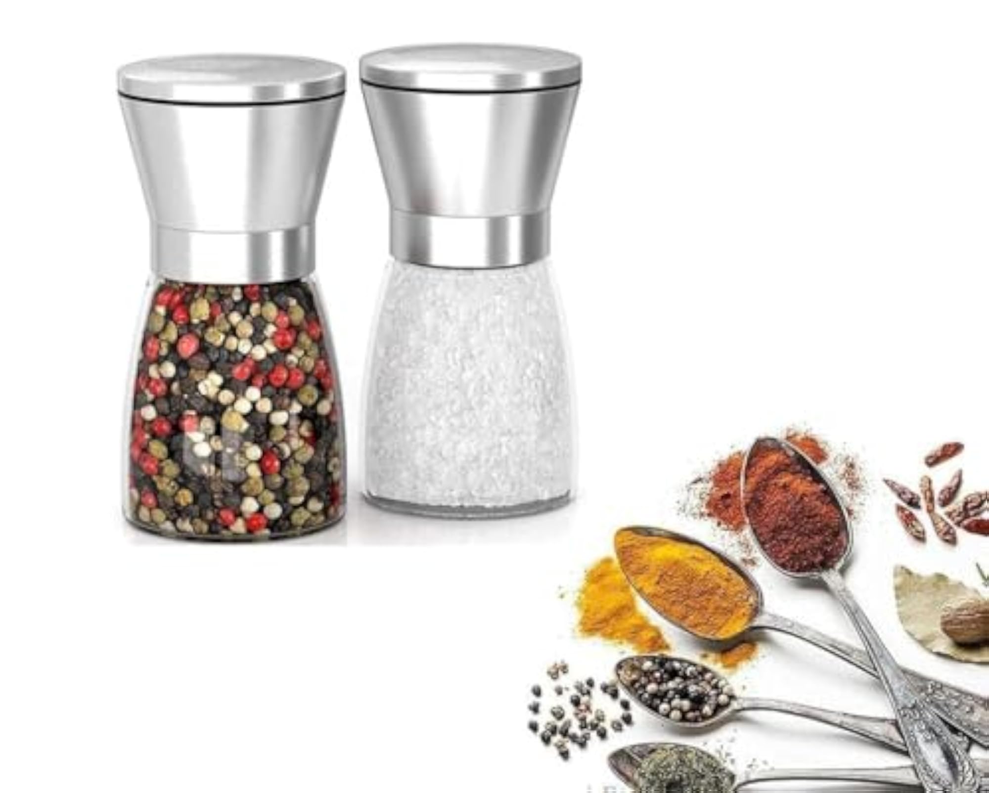 Premium Stainless Steel Salt and Pepper Grinder Set