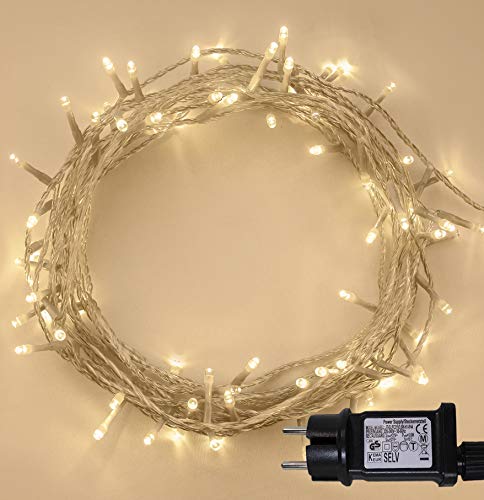 Preisvergleich Produktbild Lichterkette Weihnachtsbeleuchtung außen 1000 LED Warm weiße innen lichterkette weihnachtsbaum Gedächtnisfunktion, Netzbetriebene 100m Lit-Länge - Klare Kabel