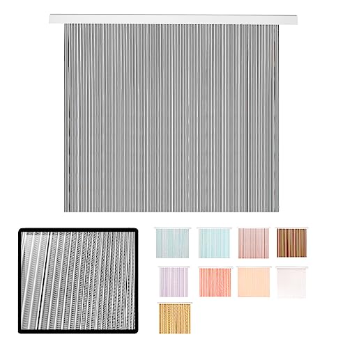 LUCA HOME - Cortina Puerta Exterior e Interior - Cortina de Puerta en PVC alumnio - Cortina fácil instalación - Evita Insectos y bichos (Gris Blanco, 120cm)