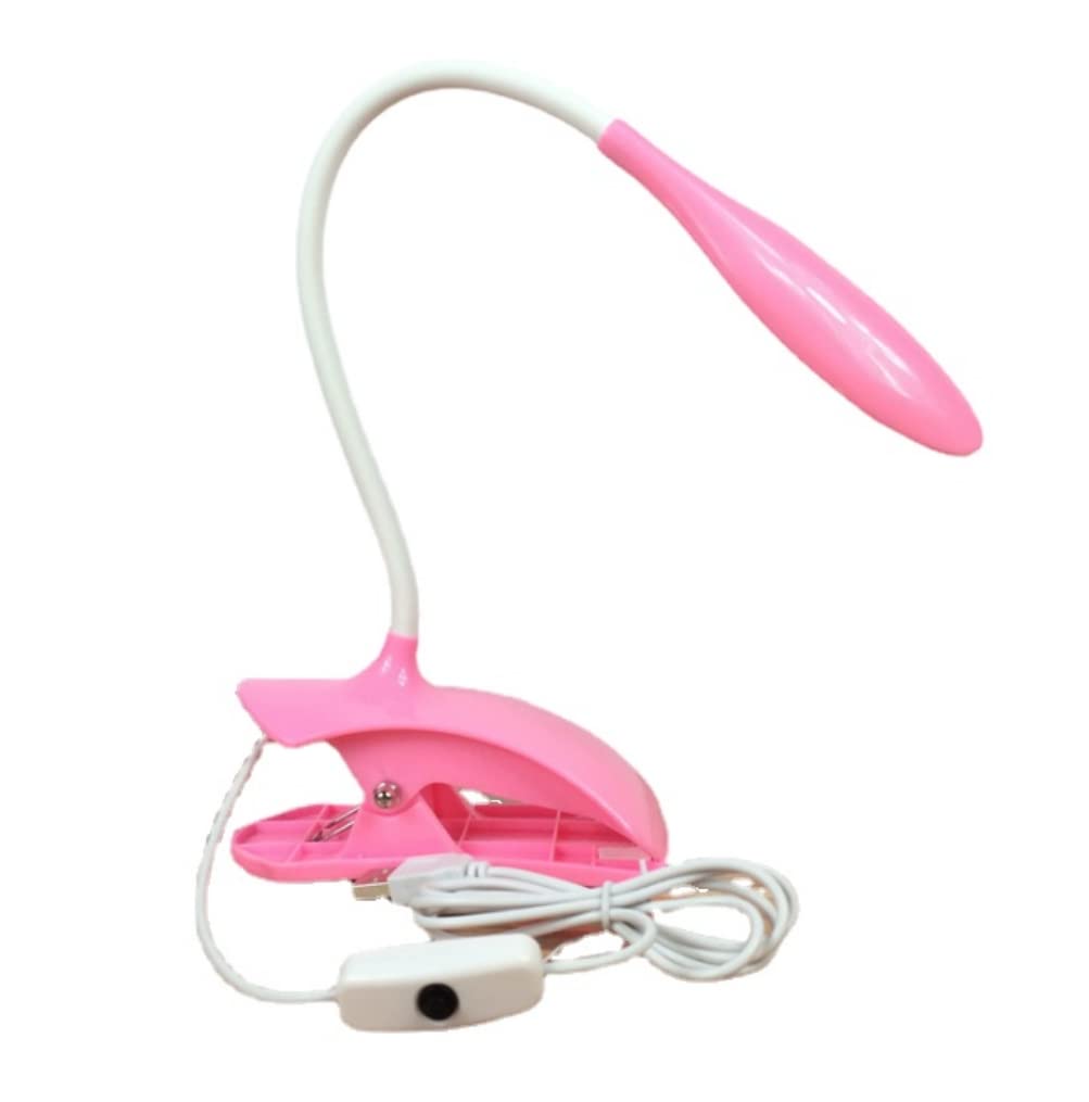 Anso Pink Led Light Table Desk Lamp Usb Rechargeable Clip-On Bedside Reading Light Living Lamp (Pink)