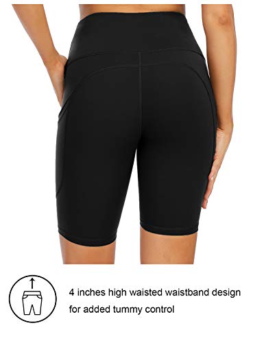 image for XIEERDUO Women's 8'' Biker Shorts with Pockets High Waisted Yoga Worko