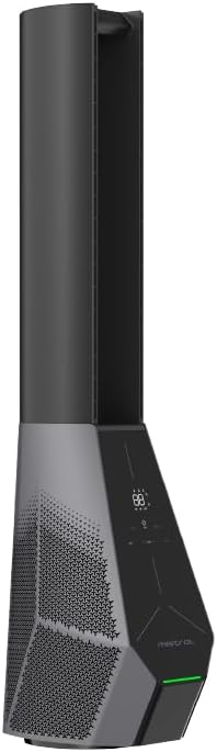 پاسي view of the Mistral 42 inch DC Blade Free Fan, highlighting the textured side panels where the Hepa 13 filter is located.