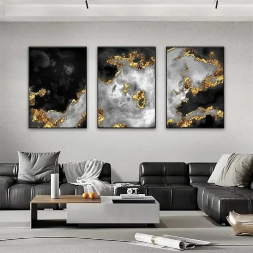 Décoration murale abstraite or et noir pour habiller un mur vide