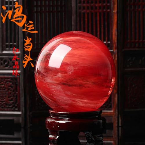 Sphère en cristal de cinabre rouge ornement de luxe pour cabinet d'étude - 3