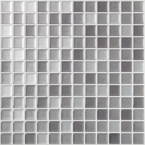 Hode 3D Klebefliesen Küche Fliesenaufkleber Bad Selbstklebende Fliesenfolie | 23.6x23.6cm Klebefliesen Grau Mosaik Mosaikfliesen Selbstklebend Fliesen Folie Wasserdicht Wandfliesen