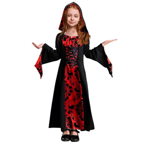KEEBAX Costume da vampiro per bambine: carnevale vampiro, costume gotico, vestito da vampiro, vestito da donna, Halloween, regina di vampiri, travestimento, carnevale, cosplay, feste a tema, spi (M