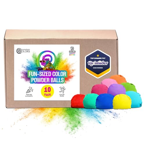 Chameleon Colors Fun Sized Color Balls Perfect for Color Powder Wars and Holi Colors Chalk Powder Refillable Balls Throwable Powdered Chalk Ball for Kids and Adults Non-Toxic 10 pack