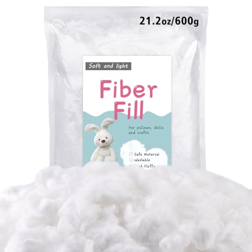 Image of LOKUNN 1.3lb /600g Polyester Fiber Fill, (2.12oz~3.97lb) Stuffing for Crochet Animals Pillow Filling Stuffing Cushion Filling, Batting High Resilience Fill Fiber for Stuffed DIY Crafts (White)