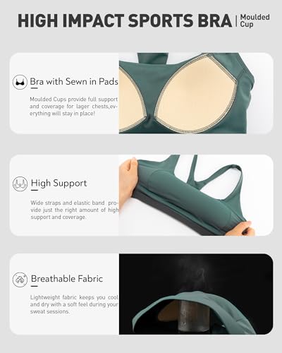 Image of RUNNING GIRL Sports Bras for Women High Support,Racerback High Impact Sports Bra Moulded Cup Workout Bra Push up