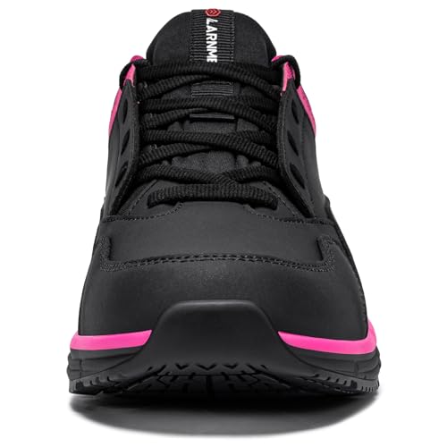 LARNMERN Kochschuhe Damen rutschfeste Küchen Arbeitsschuhe Herren Wasserfeste Koch Schuhe Männer Laufsohle Non-Slip OHNE-Stahlkappe,Rosenrot Schwarz 39 EU