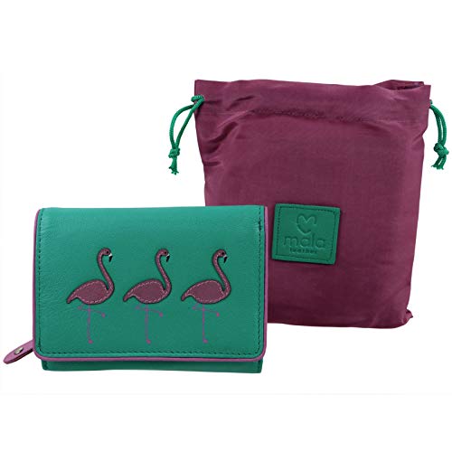 Portefeuille en cuir femme anti RFID Mala Freya portefeuille flamants roses chic