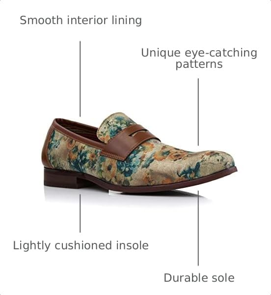 Image of Ferro Aldo Men's Classic Penny Loafers & Slip-On Dress Shoes | Woven, Floral, and Plaid Styles |