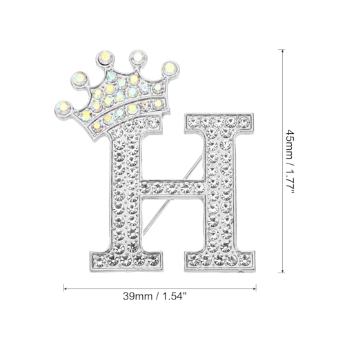 Image of PATIKIL Letter Brooch Pins, Crown Initial Rhinestone Alphabet Letter Lapel Badges Pin for Women Suits