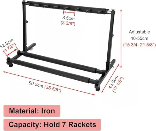Universal Badminton & Tennis Racket Stand, Floor Standing Guitar Holder, Anti-Scratch Sports Equipment Organizer, Detachable Display Rack for Home & Studio