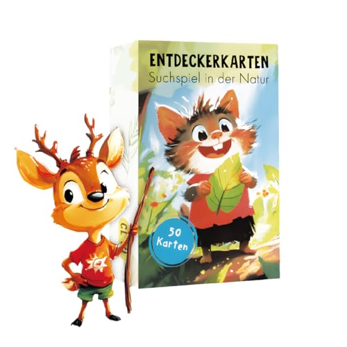 LDDYKZY 50 Entdeckerkarten für Kinder, Outdoor Suchspiel für Kinder ab 4 Jahren, Outdoor Schatzsuche und Natur entdecken, Lernspiel & Geschenk für Mädchen und Junge