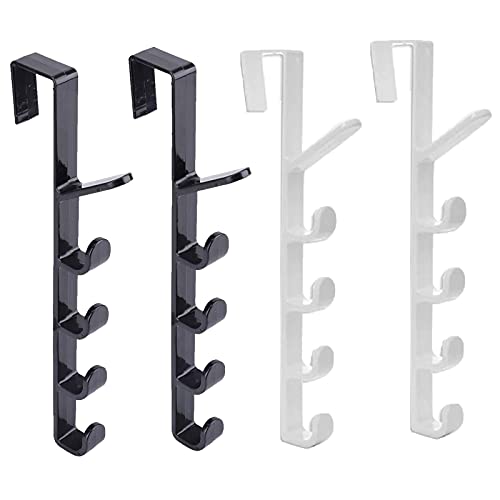 Gancho Para Puerta Reversible 4 Piezas Perchero Para Puerta Habitacion Percha No Perforada Con Puerta Perchero De Plástico Con 5 Ganchos Para Dormitorios Armarios Gabinete Toalla Bultos Gorras Batas Cover