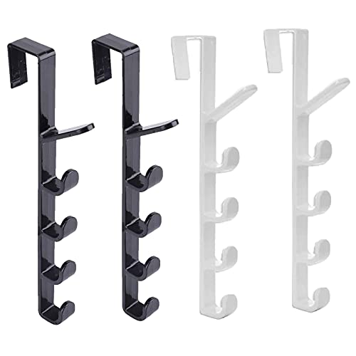 Over The Door Hook Hanger 4 Pcs Over Cabinet Door Hooks Heavy Duty Clothes Bag and Hat Hanger Hooks Reversible Hooks Over The Door Hangers to Fit Coat Hook Used to Hang Coats Jackets Hats Bathrobes