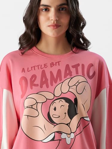 Image of The Souled Store Cotton Blend Official Oyl: Little Bit Dramatic Women's Round Neck Oversized Sweatshirts