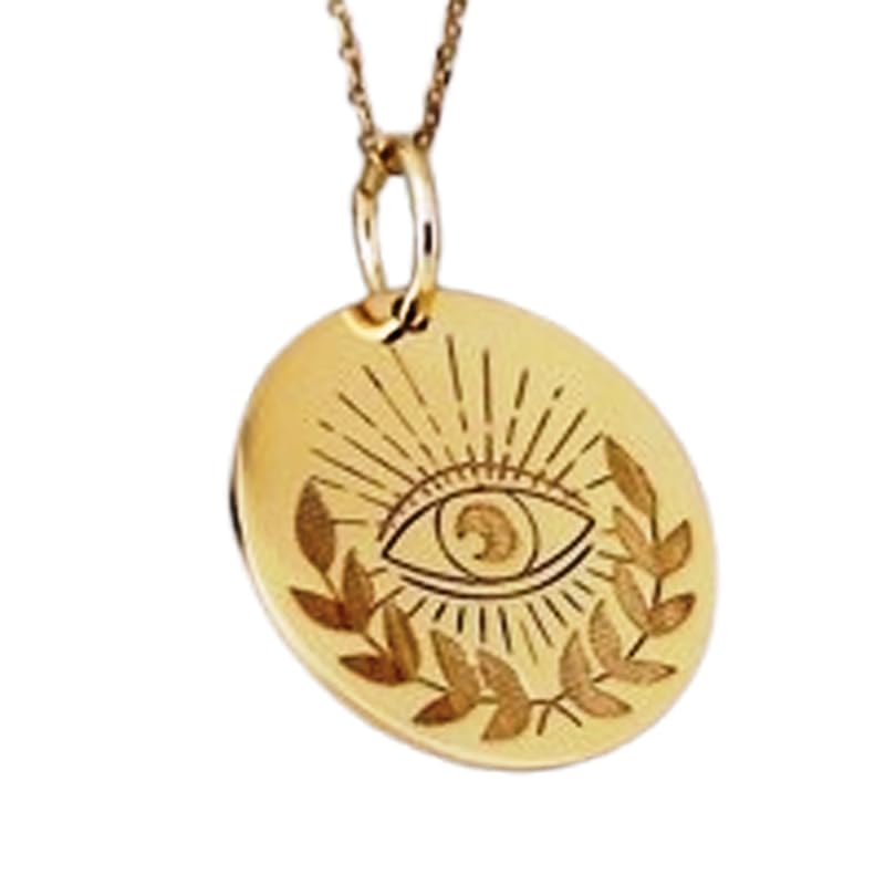 Collier pendentif œil protecteur gravé haut de gamme LKBEADS en argent 925 plaqué or
