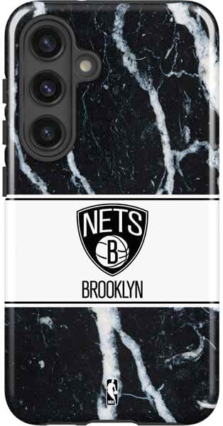 Skinit Impact Phone Case Compatible with Galaxy S25 Plus - Officially Licensed NBA Brooklyn Nets Black Animal Print Design