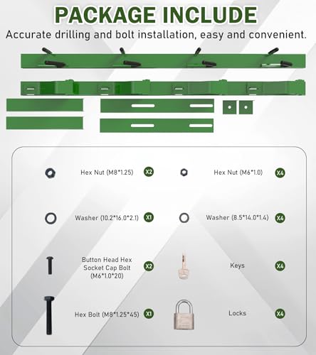 ELITEWILL 4 Place Weedeater Rack for Open Trailers Trimmer Rack Weed Eater Racks for Trailer Landscape Truck Holder Lawn Equipment Accessories w/Lock - Thumbnail 3