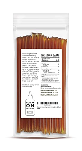 Bees Knees Meyer Lemon Honey Sticks, 50 Sticks, 1Tsp Each, Wildflower Honey Straws Infused With A Bright Citrus Squeeze, Honey Sticks For Tea, Foodie Gifts, Tea Gifts, Unique Gift Ideas #TOP1