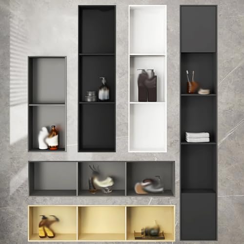 Organiseur mural de douche en inox gris étagère encastrable gain de place 70 cm