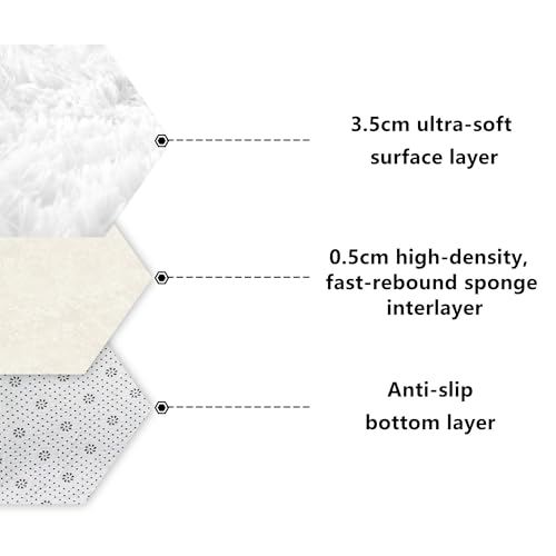 Tapis de salon 220x260 cm blanc moelleux grand format pour chambre - 5