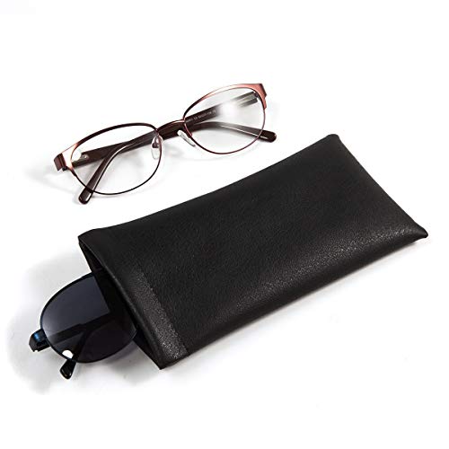 Triumph Vision Squeeze Leather Sunglasses Pouch - 3 Pack Spring Storage Glasses Pouch Holder (Black)， Eyeglasses Case Sleeve #TOP1