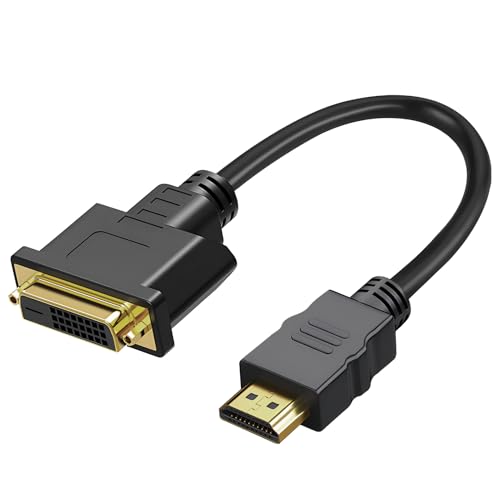 QTMMC Adaptador de cable HDMI a DVI de 0,3 m DVI-I 24+5 hembra a HDMI macho, adaptador DVI-I de doble enlace bidireccional 1080P HD para laptop, PC, TV, Box, PS, Xbox, DVD, Payers, receptores A/V,
