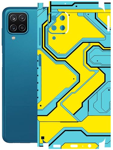 Image of AtOdds - Full Body Back Screen Guard Protector Film - Lamination Wrap Skin Sticker Compatible with Samsung Galaxy M12 | Scratchproof Matte Finish (YellowLane)