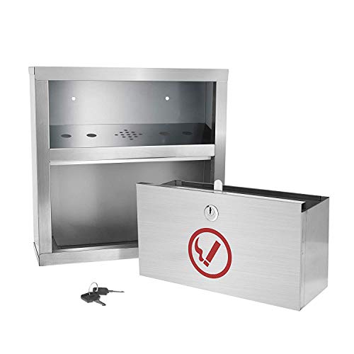 Alpine Industries Quick Clean Wall Mounted Cigarette Disposal Bin - Industrial Grade Dumping Box - Easy Use Cigarette Waste Unit- for Public Area Use