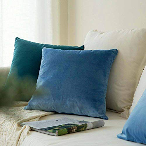 Image of Khooti Velvet 200 TC Cushion Cover Pack Of 1-8 inchX8 inch /20X20 Cm-Ice Blue-Soft Pillow Covers Cushion Case For Sofa Bedroom Living room Chair Car